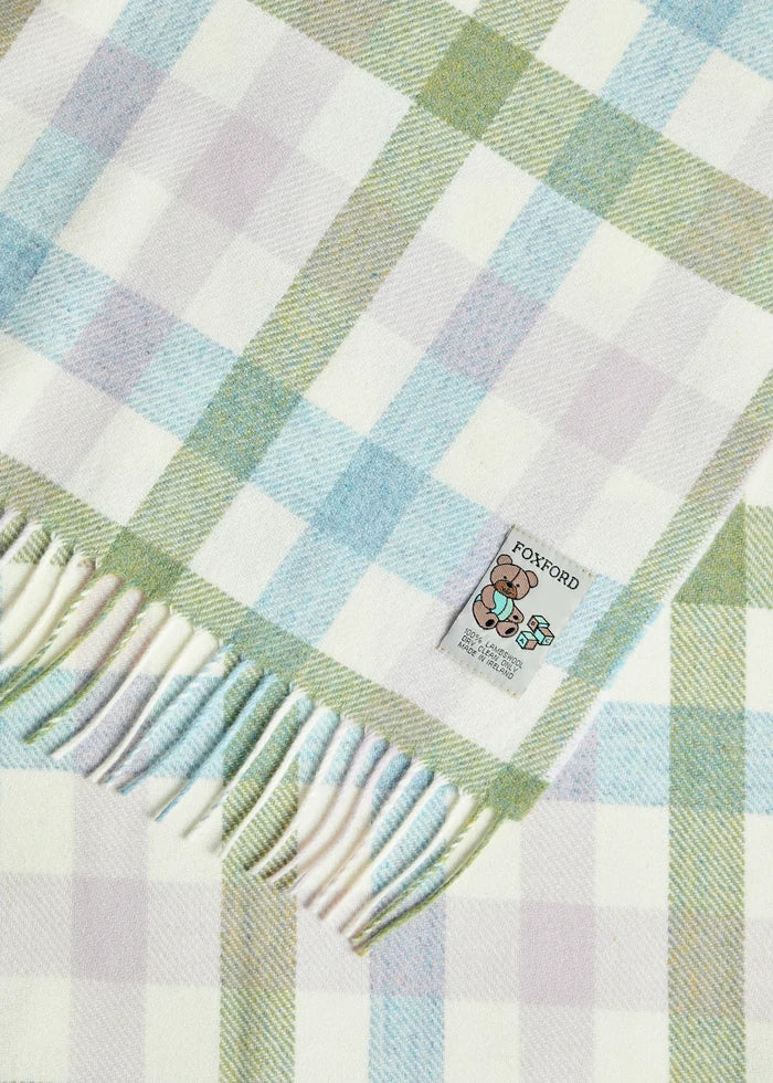 Foxford Pastel Check Lambswool Baby Blanket