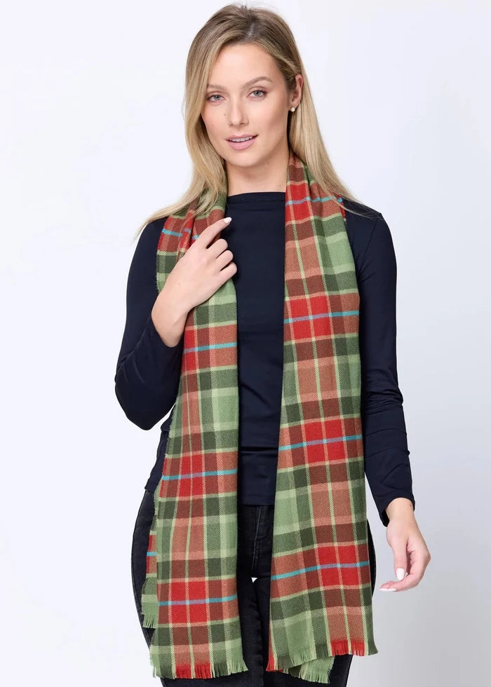 Foxford Rust Tartan Extra-Fine Merino Scarf