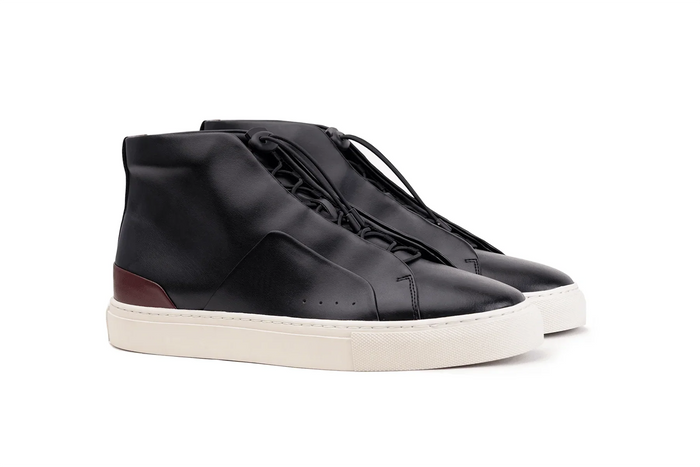 Moral Code Fuji Men's Vegan High Top Sneaker -Black/Red-8 #color_black-red