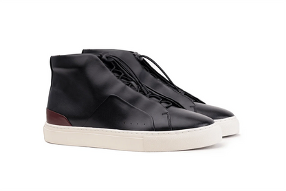Moral Code Fuji Men's Vegan High Top Sneaker -Black/Red-8 #color_black-red
