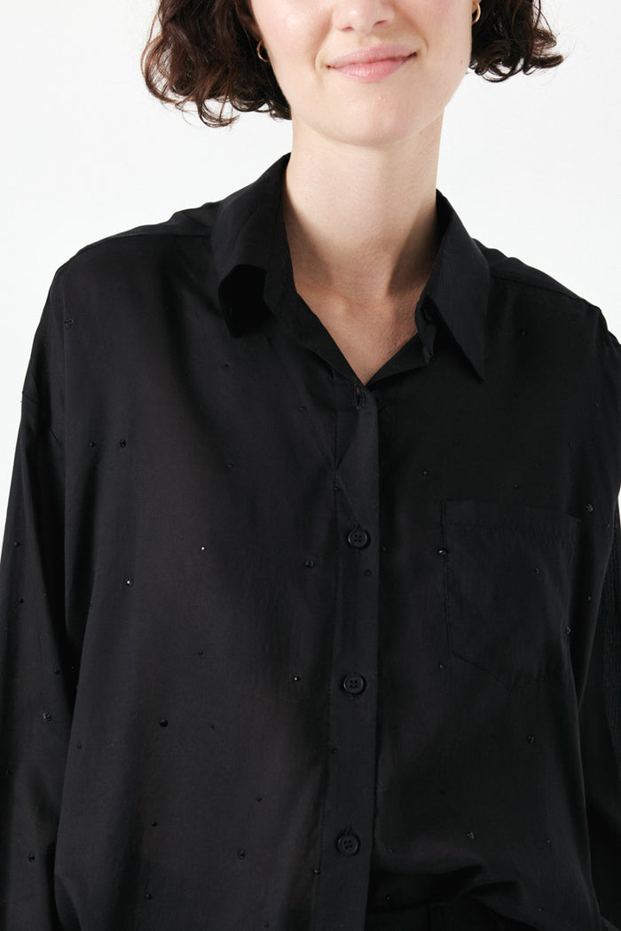 Gemma Rhinestone Shirt (Black)
