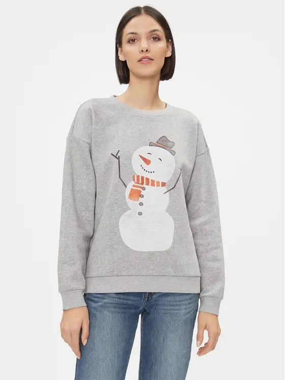 Glitter Snowman Christmas Jumper (Grey)