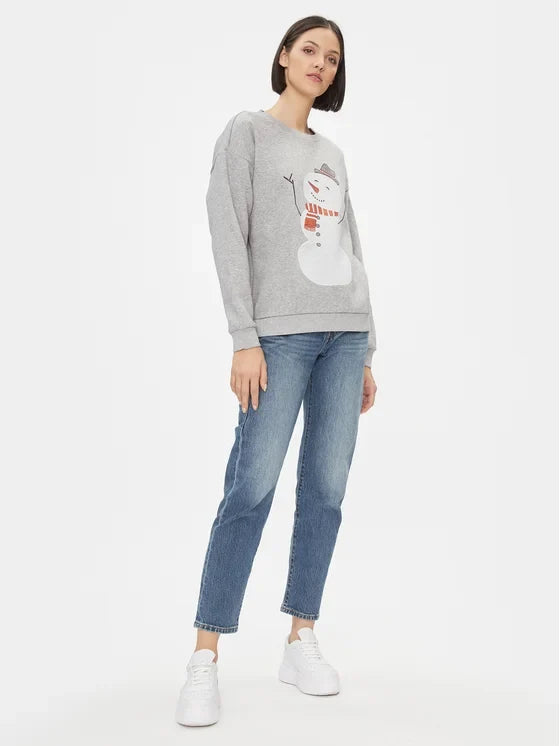 Glitter Snowman Christmas Jumper (Grey)