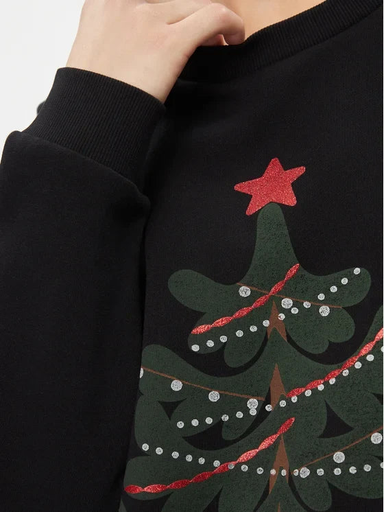 Glitter Tree Christmas Jumper (Black)
