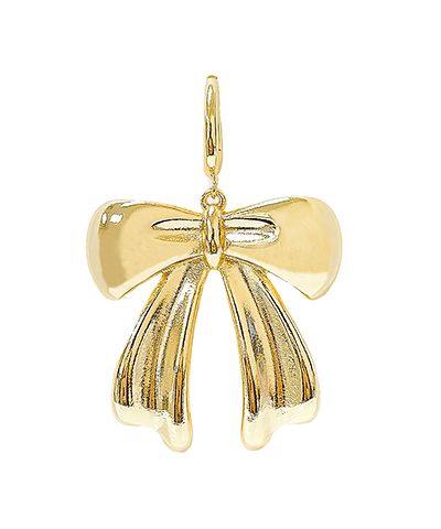 Gold bow charm with polished finish and clasp