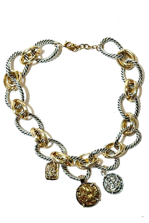 Style the Gold & Silver Coin Chain Necklace exclusively at Born To Glam
