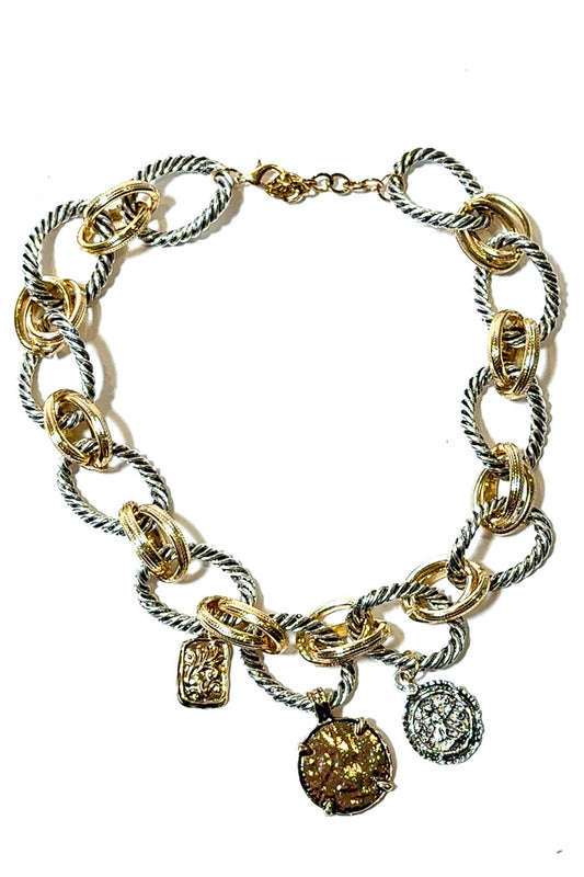 Style the Gold & Silver Coin Chain Necklace exclusively at Born To Glam