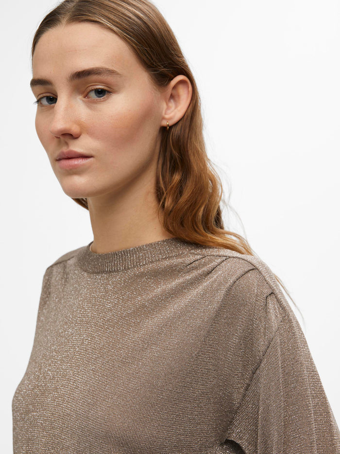 GRACE GLITTER JUMPER (FOSSIL/SILVER)