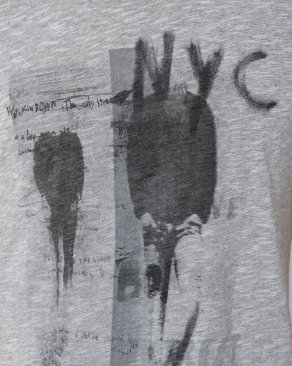Grey Printed Crew Neck T-Shirt