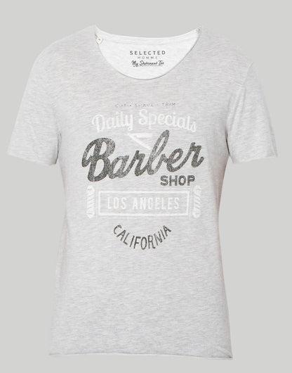 Grey Printed Crew Neck T-Shirt