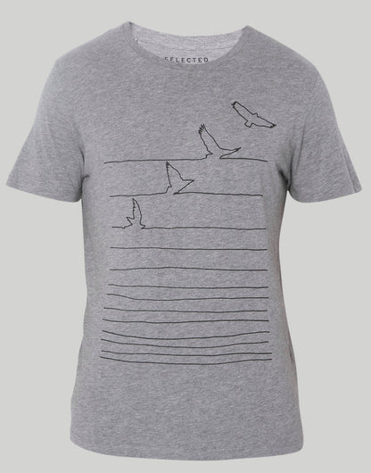 Grey Printed Crew Neck T-Shirt