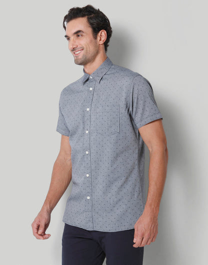 Grey Printed Short Sleeves Shirt