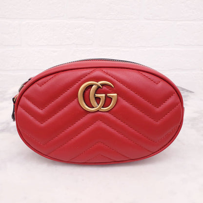 GUCCI RED GG MARMONT BELT BAG - SIZE 85