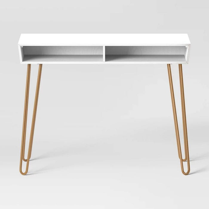 Hairpin Writing Desk with Storage - White - Wichita Home Outlet