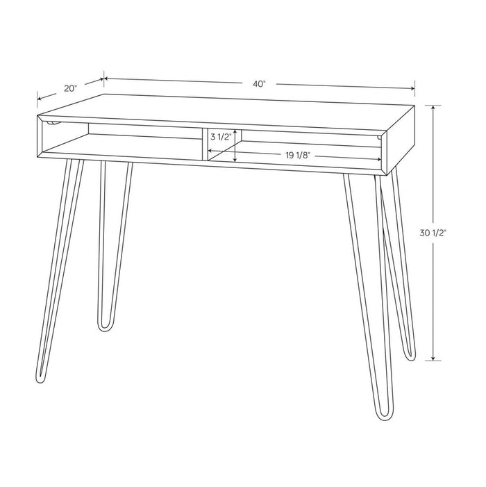 Hairpin Writing Desk with Storage - White - Wichita Home Outlet
