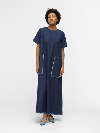 HARLOW LONG DENIM DRESS (DENIM/RINSE WASH)