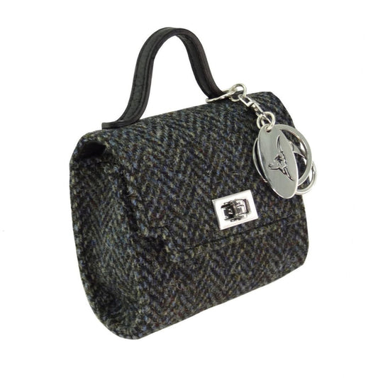 Harris Tweed Nochty Really Wee Bag - Mini Tartan Handbag - Charcoal Herringbone (COL001) - Heritage Of Scotland -