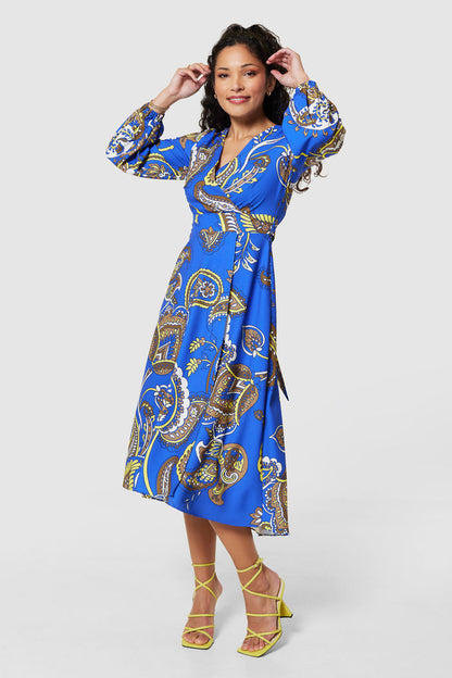 Hayleigh High Low Wrap Dress (Royal Blue)