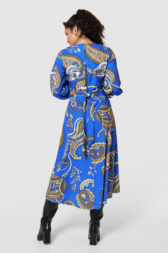 Hayleigh High Low Wrap Dress (Royal Blue)