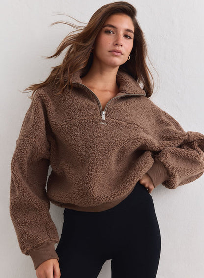 aim'n Hazelnut Pile Half Zip pehmeästä fleecestä rennolla ja mukavalla istuvuudella [xs-178cm]