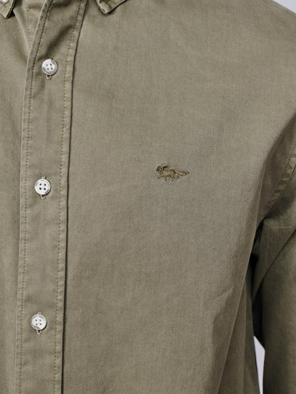 Aubin Pale Khaki Hessle Button Down Shirt | Oxford Shirt