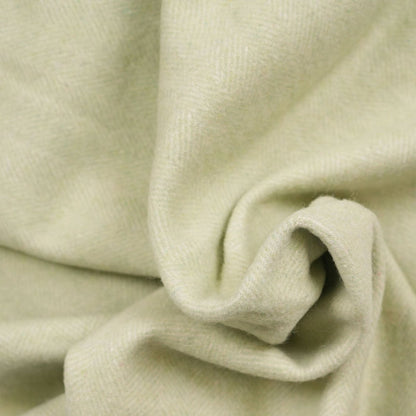 Highland Herringbone Wool Blend Throw Blanket with Tasselled Fringe - SAGE GREEN - Heritage Of Scotland -
