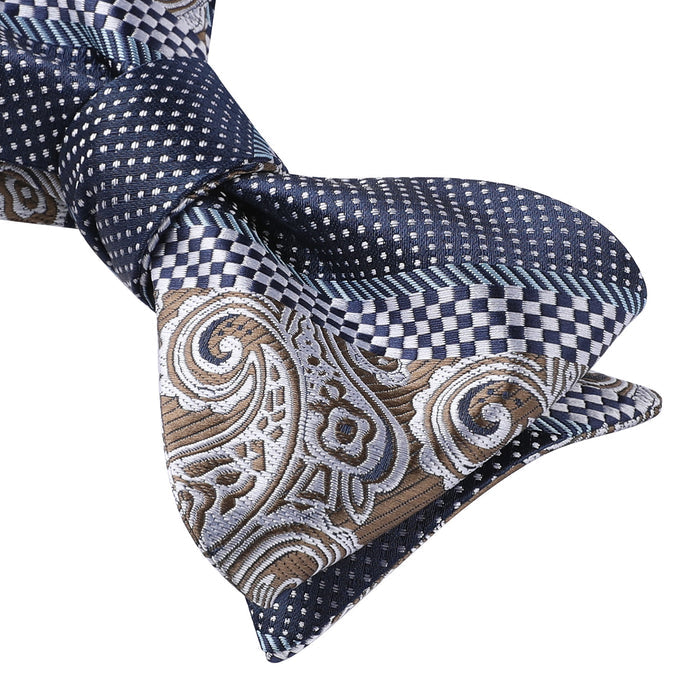 Floral Paisley Bow Tie & Pocket Square Sets - 03-BROWN/BLUE