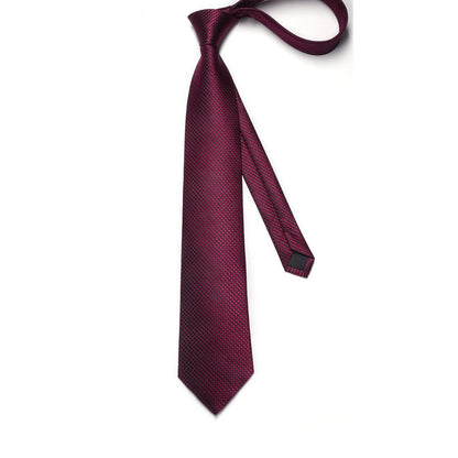 Houndstooth Tie Handkerchief Set - BURGUNDY