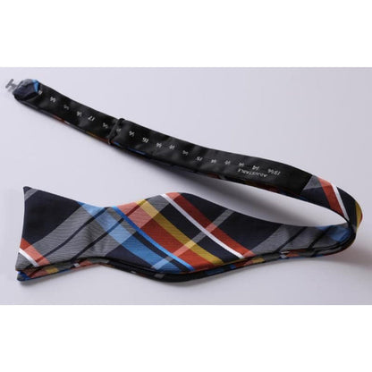 Plaid Bow Tie & Pocket Square - BLUE/ORANGE/GREY