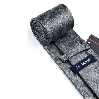 Paisley Tie Handkerchief Set - GREY