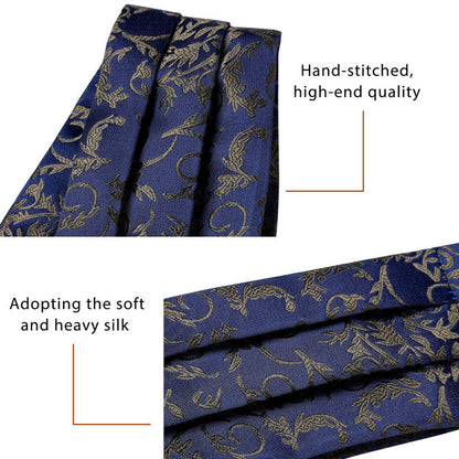 Floral Paisley Ascot Cravat Scarf - A-01 NAVY BLUE