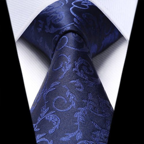 Paisley Tie Handkerchief Set - NAVY-2