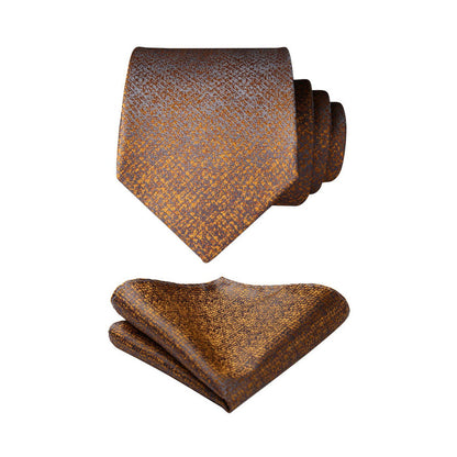 Houndstooth Tie Handkerchief Set - ORANGE