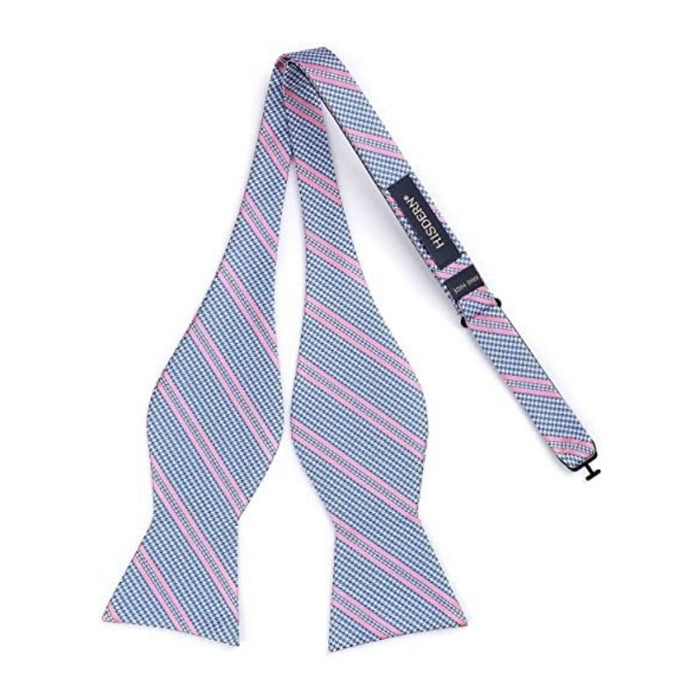 Plaid Bow Tie & Pocket Square - D-PINK / BLUE