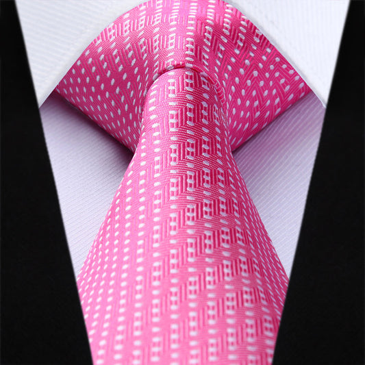 Polka Dot Tie Handkerchief Set - A-PINK