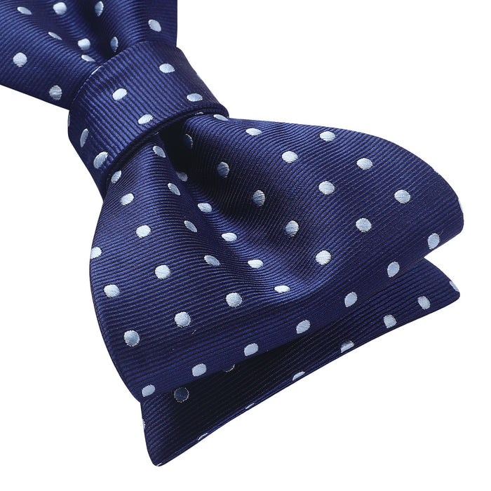 Polka Dots Bow Tie & Pocket Square - B-NAVY BLUE / SKY BLUE