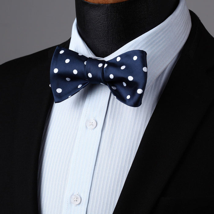 Polka Dots Bow Tie & Pocket Square - F-BLUE/WHITE