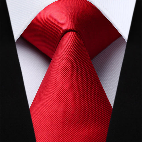 Solid Tie Handkerchief Set - J-RED