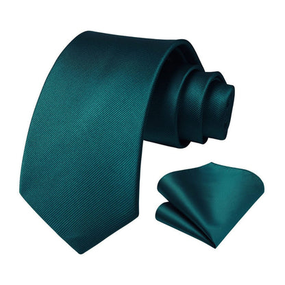 Men's Formal 3.35" Necktie Business Tie & Handkerchief Set - A-TEAL