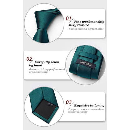 Solid Tie Handkerchief Set - A-TEAL