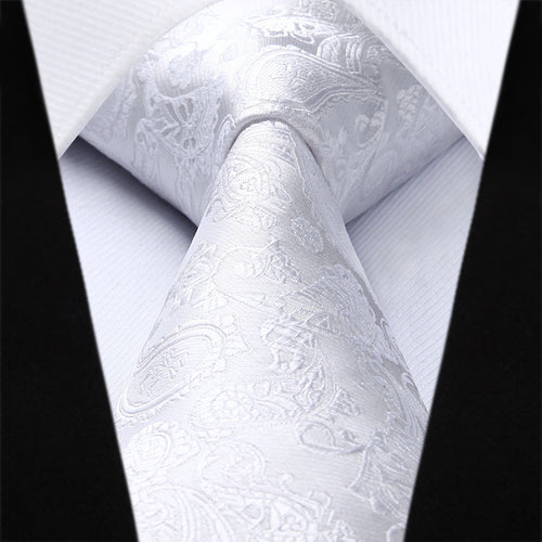 Paisley Tie Handkerchief Set - A3-WHITE
