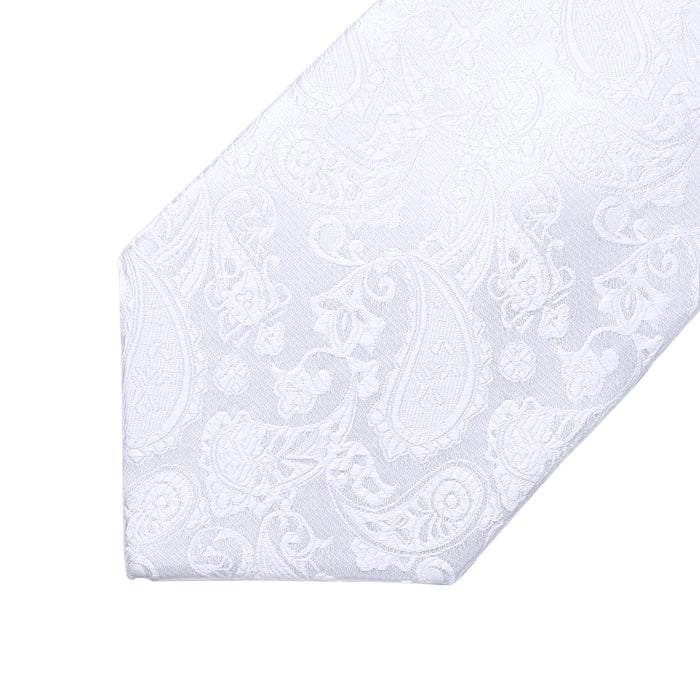 Paisley Tie Handkerchief Set - A3-WHITE
