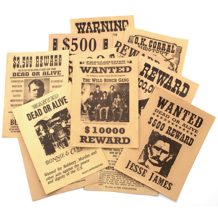 Historical Wanted Posters 12 Sheet Set