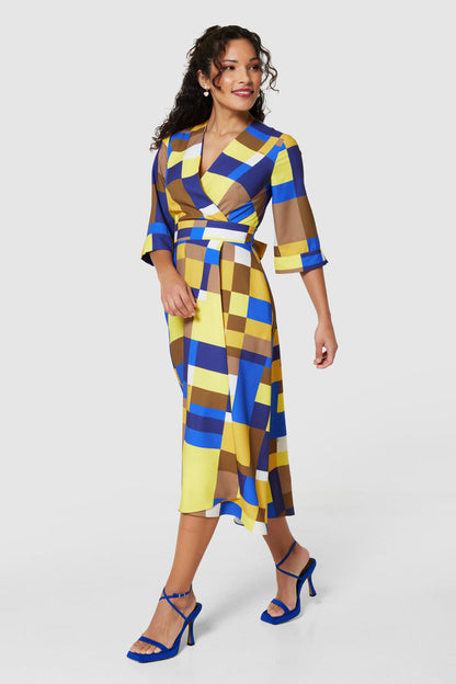 IMELDA HIGH-LOW WRAP DRESS (BLUE)