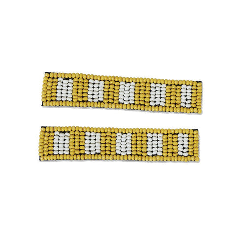 Ink & Alloy -  Anna Two-Tone Striped Beaded 2 Pack Hair Clips