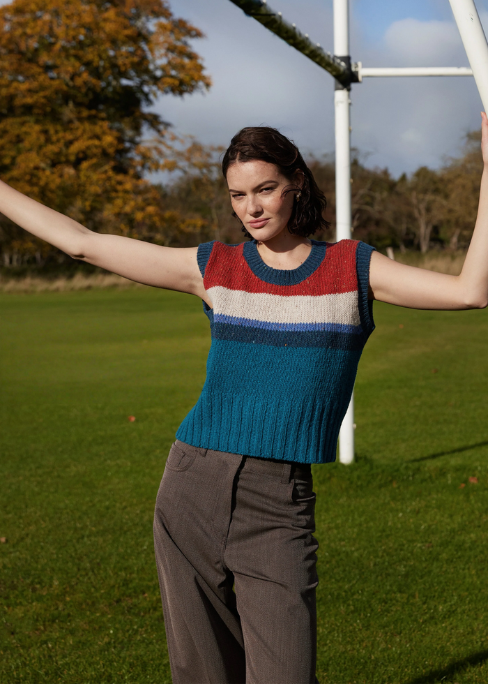IrelandsEye Colour Block Aran Vest | Chilli