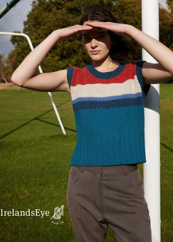 IrelandsEye Colour Block Aran Vest | Chilli