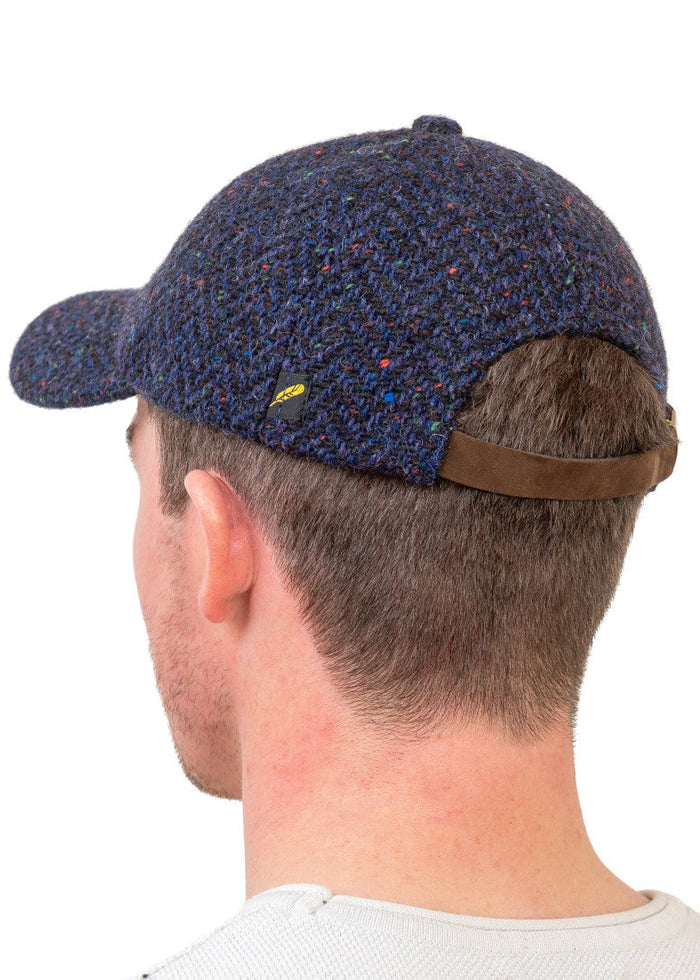 Irish Tweed Baseball Cap - Navy Herringbone | Hatman of Ireland