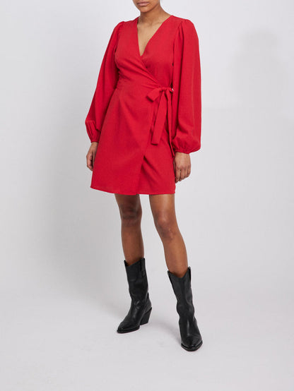 IZA L/S WRAP DRESS (EQUESTRIAN RED)
