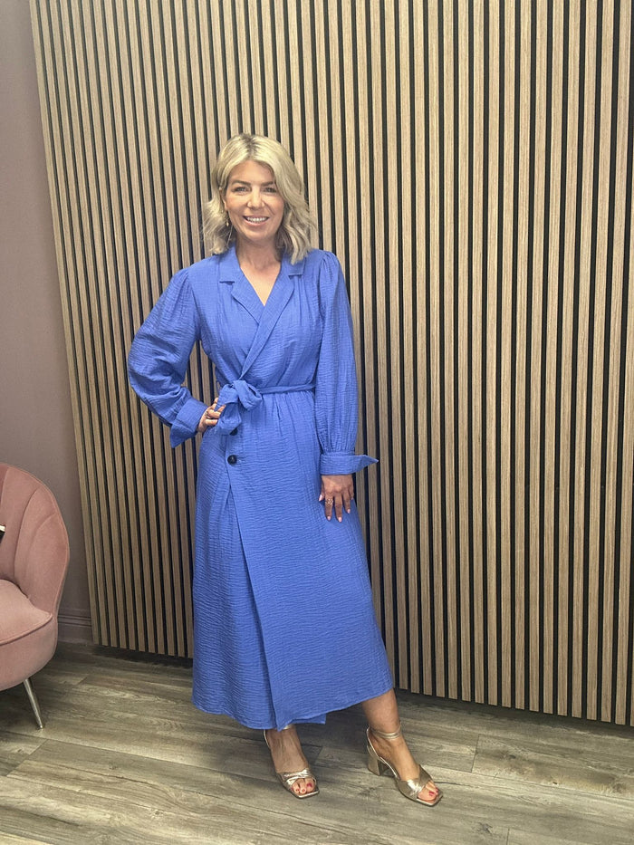 JANINE L/S MIDI WRAP DRESS (AMPARO BLUE)